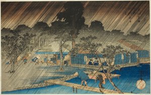 Abendregen am Ufer des Tadasu-Flusses (Tadasugawara no yudachi), aus der Serie "Berühmte Orte in Kyoto (Kyoto meisho no uchi)"