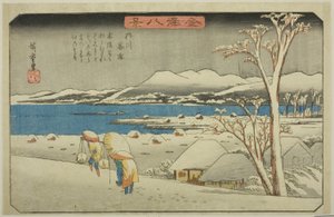 Abendschnee in Uchikawa (Uchikawa bosetsu), aus der Serie "Acht Ansichten von Kanazawa (Kanazawa hakkei)" von Utagawa Hiroshige