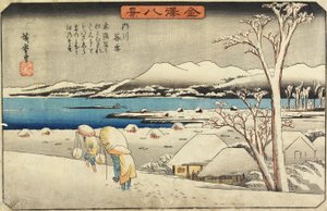 Abendschnee in Uchikawa, ca. 1835-1836