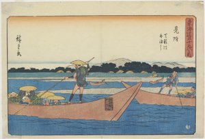 Fähre auf dem Tenryu-Fluss bei Mitsuke, 1841-1842