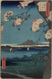 Wald des Suijin-Schreins und Masaki am Sumida-Fluss, August 1856