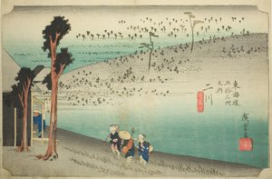 Futakawa: Sarugababa Plateau (Futakawa, Sarugababa), aus der Serie "Dreiundfünfzig Stationen des Tokaido (Tokaido gojusan tsugi no uchi)," auch bekannt als Hoeido Tokaido