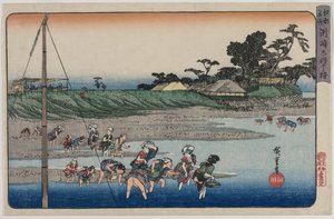 Muscheln sammeln bei Ebbe in Susaki, aus der Serie Berühmte Orte in Edo, Mitte der 1830er Jahre von Utagawa Hiroshige