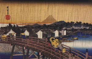 Eine Brücke im Regen von Utagawa Hiroshige