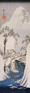 Eine verschneite Schlucht von Utagawa Hiroshige