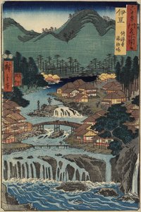 Heiße Quellen in Shuzenji, Provinz Izu, August 1853 von Utagawa Hiroshige