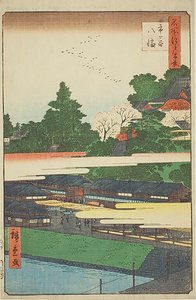 Ichigaya Hachiman-Schrein (Ichigaya Hachiman), Nr.41 aus der Serie "Hundert berühmte Ansichten von Edo (Meisho Edo hyakkei)" von Utagawa Hiroshige