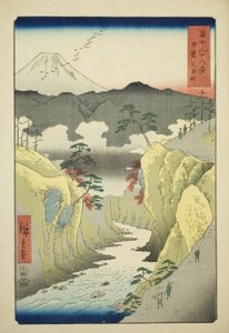 Inume-Pass in der Provinz Kai (Kai Inume toge), aus der Serie "Sechsunddreißig Ansichten des Berges Fuji (Fuji sanjurokkei)" von Utagawa Hiroshige