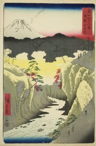 Inume-Pass in der Provinz Kai (Kai Inume toge), aus der Serie "Sechsunddreißig Ansichten des Berges Fuji (Fuji sanjurokkei)" von Utagawa Hiroshige