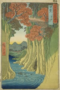 Provinz Kai: Affenbrücke (Kai, Saruhashi), aus der Serie "Berühmte Orte in den sechzig Provinzen (Rokujuyoshu meisho zue)" von Utagawa Hiroshige