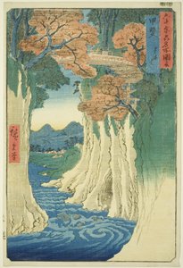 Provinz Kai: Affenbrücke (Kai, Saruhashi), aus der Serie "Berühmte Orte in den sechzig Provinzen (Rokujuyoshu meisho zue)" von Utagawa Hiroshige