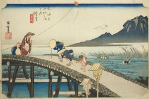 Kakegawa: Fernsicht auf den Berg Akiba, aus der Serie "Fünfzig-drei Stationen des Tokaido"