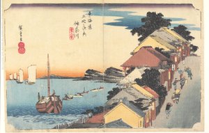 Kanagawa: Blick auf den Damm von Utagawa Hiroshige