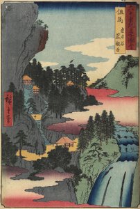 Kannon-Tempel in Iwaidani, Provinz Tajima, Dezember 1853 von Utagawa Hiroshige