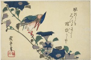 Eisvogel und Glockenblumen von Utagawa Hiroshige