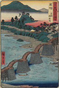 Kintai-Brücke in Iwakuni, Provinz Suo, Dezember 1853