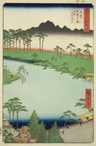 Kumano Junisha-Schrein in Tsunohazu, allgemein bekannt als Juniso, aus der Serie "Hundert berühmte Ansichten von Edo" von Utagawa Hiroshige