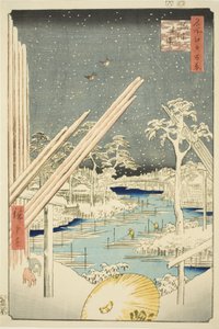 Holzhöfe in Fukagawa (Fukagawa kiba), aus der Serie "Hundert berühmte Ansichten von Edo (Meisho Edo hyakkei)"