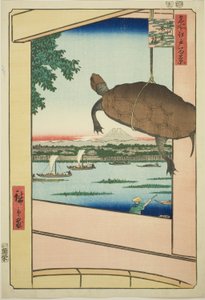 Mannen-Brücke, Fukagawa (Fukagawa Mannenbashi), aus der Serie "Hundert berühmte Ansichten von Edo (Meisho Edo hyakkei)" von Utagawa Hiroshige