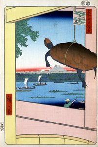 Mannen-Brücke und das Fukagawa-Viertel Hundert berühmte Ansichten von Edo, 1856-1858 von Utagawa Hiroshige