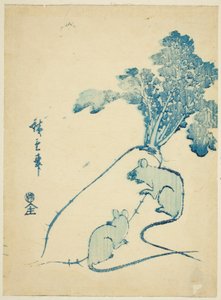 Mäuse und Rettich von Utagawa Hiroshige