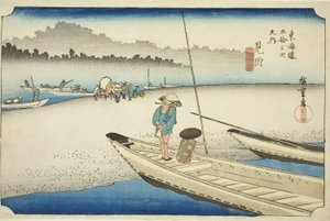 Mitsuke: Ansicht des Tenryu-Flusses, aus der Serie "Dreiundfünfzig Stationen des Tokaido" von Utagawa Hiroshige