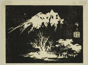 Berglandschaft, Abschnitt eines unbetitelten Harimaze-Drucks von Utagawa Hiroshige
