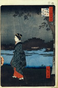 Nachtansicht von Matsuchiyama und dem Sanya-Kanal Hundert berühmte Ansichten von Edo, 1856-1858