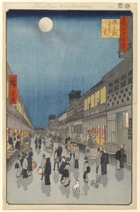 Nachtansicht von Sarawaka-machi, Nr. 90 aus Einhundert berühmte Ansichten von Edo, 1856 von Utagawa Hiroshige