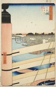 Nihon-Brücke und Edo-Brücke (Nihonbashi, Edobashi), aus der Serie "Hundert berühmte Ansichten von Edo (Meisho Edo hyakkei)" von Utagawa Hiroshige