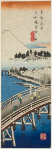 Nihon-Brücke im Schnee gesehen (Nihonbashi setchu no kei), aus der Serie "Berühmte Ansichten in der östlichen Hauptstadt (Toto meisho)" von Utagawa Hiroshige