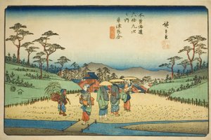 Nr. 68 (eigentlich 69): Kreuzung in Kusatsu, aus der Serie "Neunundsechzig Stationen des Kisokaido" von Utagawa Hiroshige