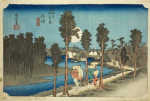 Numazu—Dämmerung (Numazu—tasogare zu), aus der Serie Die dreiundfünfzig Stationen der Tōkaidō-Straße (Tōkaidō gojūsan tsugi no uchi)