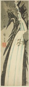 Nunobiki-Wasserfall in der Provinz Settsu (Sesshu Nunobiki no taki), aus einer unbetitelten Serie von Ansichten der Provinzen