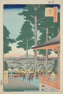 Oji Inari-Schrein (Oji Inari no yashiro), Nr. 18 aus der Serie "Hundert berühmte Ansichten von Edo (Meisho Edo hyakkei)" von Utagawa Hiroshige