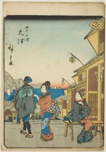Otsu, aus der Serie "Dreiundfünfzig Stationen des Tokaido (Gojusan tsugi)", auch bekannt als der Figuren-Tokaido (Jinbutsu Tokaido)