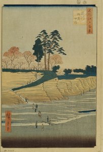 Palasthügel in Shinagawa Hundert berühmte Ansichten von Edo, 1856-1858 von Utagawa Hiroshige
