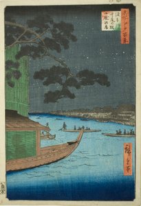 Kiefer des Erfolgs und Oumayagashi, Asakusa-Fluss, aus der Serie Einhundert berühmte Ansichten von Edo (Meisho Edo hyakkei) von Utagawa Hiroshige
