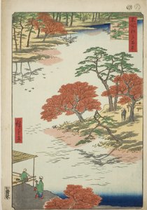 Bezirk des Akiba-Schreins, Ukeji (Ukeji Akiba no keidai), aus der Serie „Hundert berühmte Ansichten von Edo (Meisho Edo hyakkei)“ von Utagawa Hiroshige