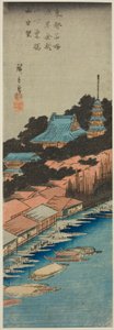Regen an der Azuma-Brücke unterhalb des Kinryuzan-Tempels in Asakusa (Asakusa Kinryuzan shita Azuma Bashi uchu bo), aus der Serie "Berühmte Ansichten der östlichen Hauptstadt (Toto meisho)" von Utagawa Hiroshige