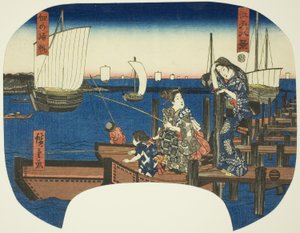 Rückkehrende Segel bei Tsukuda (Tsukuda no kihan), aus der Serie "Acht Ansichten von Edo (Edo hakkei)"