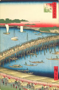 Ryogoku-Brücke und das große Flussufer, Nr. 59 aus Einhundert berühmte Ansichten von Edo, 1856 von Utagawa Hiroshige