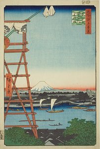 Ryogoku Ekoin und Moto-Yanagi-Brücke, Nr. 5 aus der Serie "Hundert berühmte Ansichten von Edo" von Utagawa Hiroshige