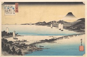 Seta no Sekisho. Sonnenuntergang, Seta. Biwa-See von Utagawa Hiroshige