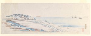Schneemorgen in Susaki, aus dem Briefbogen-Set, ca. 1839-40 von Utagawa Hiroshige