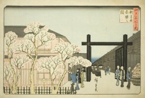 Frühlingserwachen im neuen Yoshiwara, aus der Serie "Berühmte Orte in Edo" von Utagawa Hiroshige