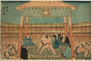 Sumo-Match im Bezirk des Ekoin-Tempels, aus der Serie "Ryogoku in der östlichen Hauptstadt" von Utagawa Hiroshige