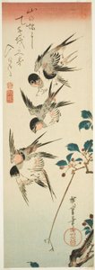Schwalben und Kirschblüten von Utagawa Hiroshige
