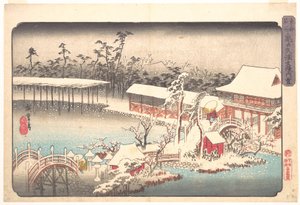Tenmangū-Schrein in Kameido im Schnee von Utagawa Hiroshige