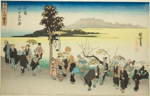 Das Ebisu-Fest am zehnten Tag des ersten Monats in Imamiya, aus der Serie "Berühmte Ansichten von Osaka"